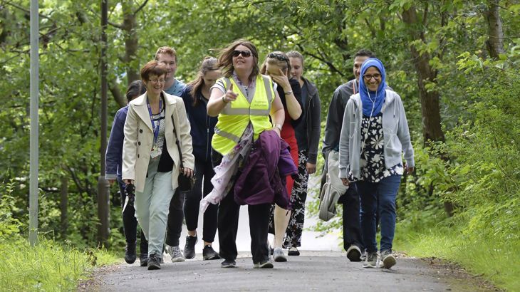 An Active Travel Champion leading a lunchtime walk