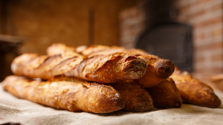Pile of crispy baguettes