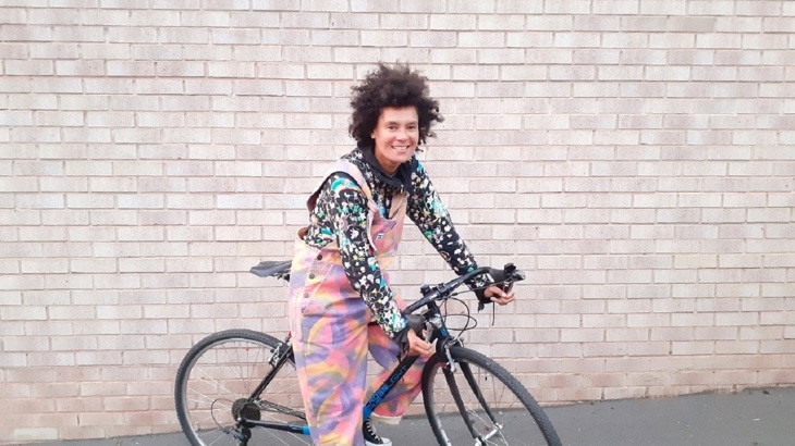 woman on a bike