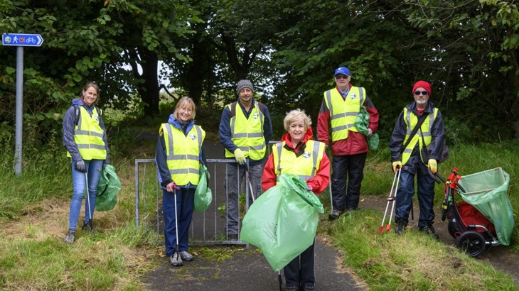 Volunteers from the Ayrshire Coastal Path Group take part in a litter-pick along National Cycle Network Route 73