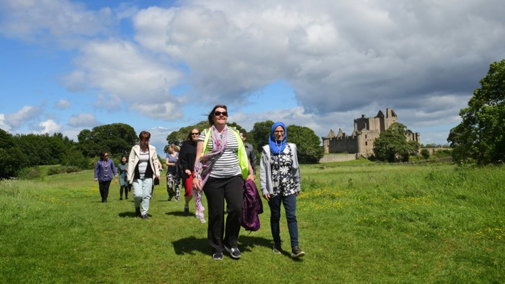 An active travel champion takes their colleagues on a lunch time walk