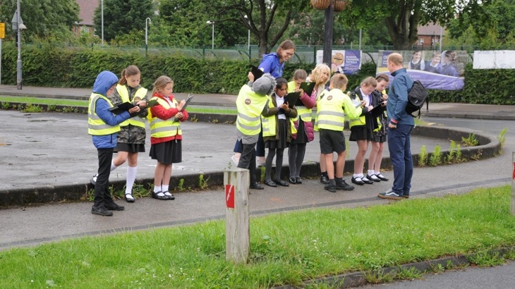 Children Doing Big Street Survey At Our Lady Queen Of Martyrs