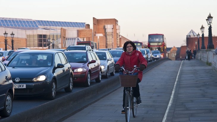 traffic congestion alongside cycle lane