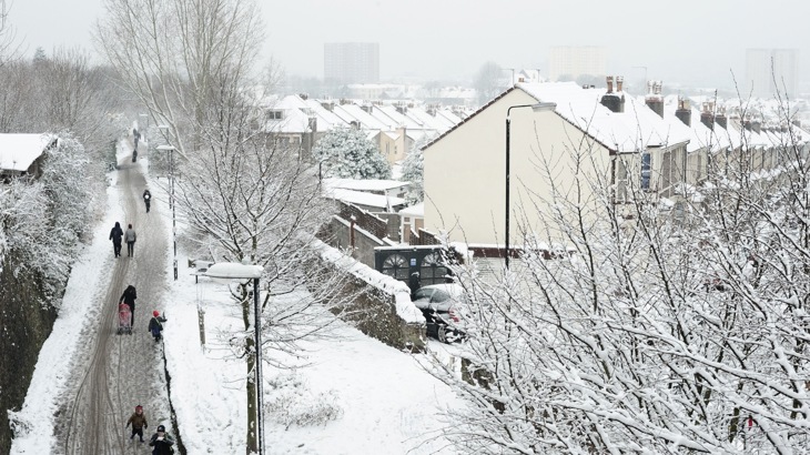 A snowy cycle path