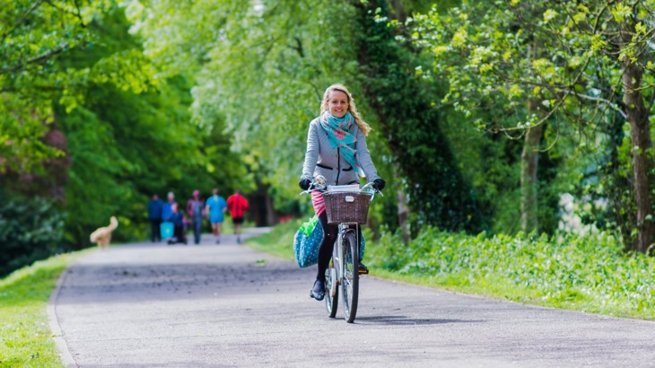 woman on bike traffic-free