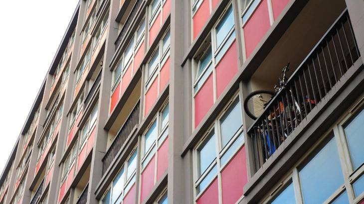 Bike stored on apartment balcony