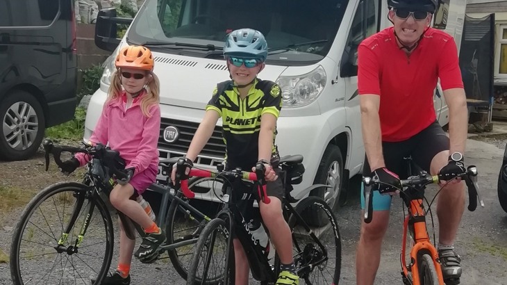 family on their bikes