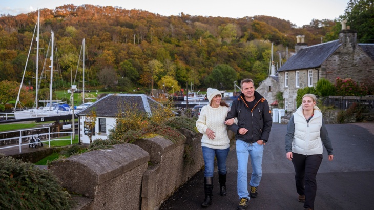 Adult walkers at Crinan, NCN 78, The Caledonia Way