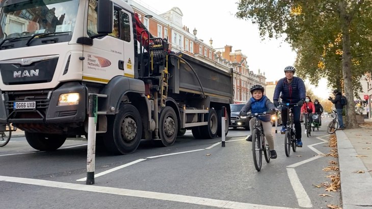 High Street Kensington London Cycle Lane